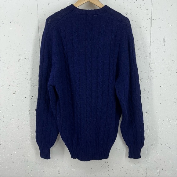 Wilmington Country Store Size Large Navy Blue 100% Scottish Wool Sweater - Picture 4 of 16